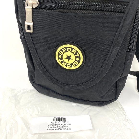 💖MEGA SALE💖Messenger Bag Polyester 3 Zip Pockets Black Unisex - Picture 5 of 5